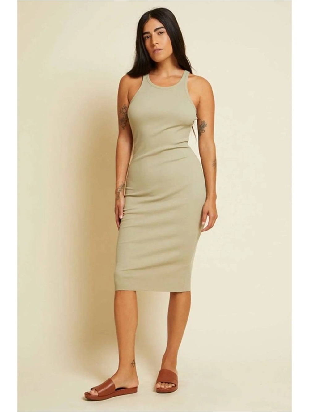 NATION Ribbed Tank Midi Dress